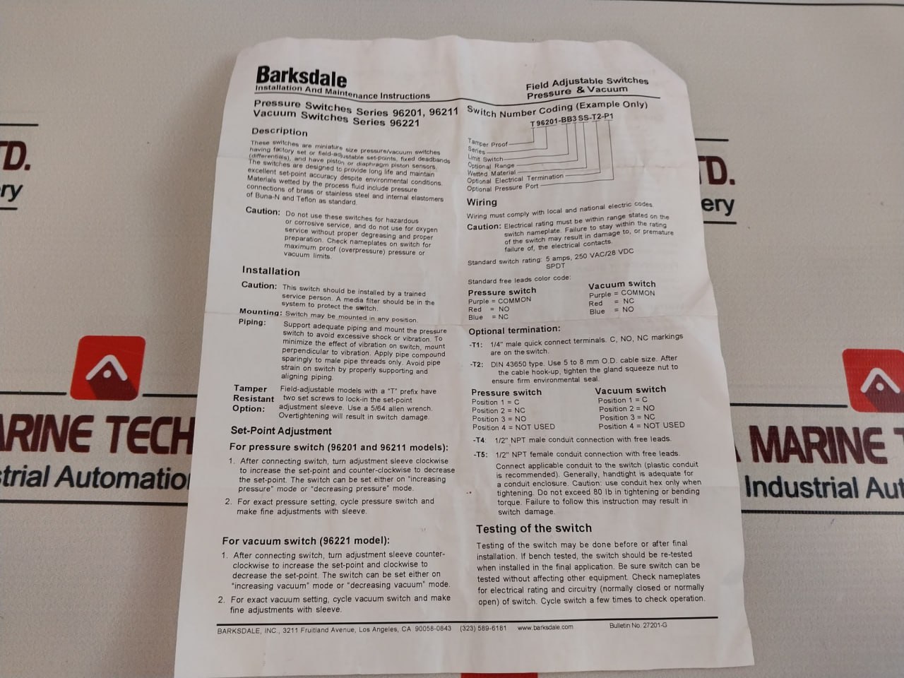 Barksdale T96211-Bb5ss-T2 Pressure Switches - Image 16