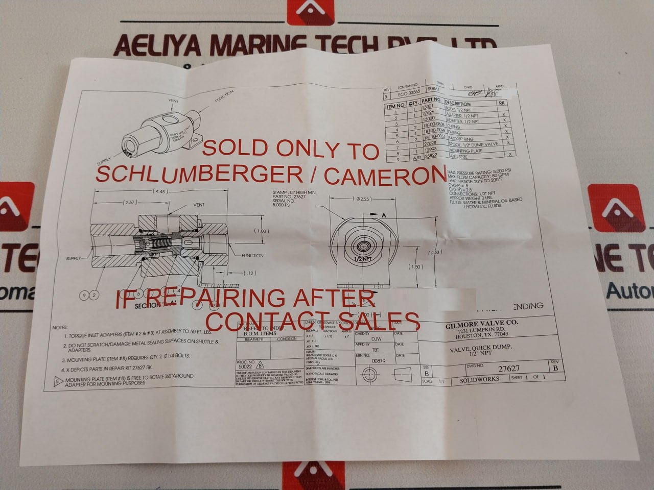 Gilmore 27627 Valve Repair Kit - Image 20