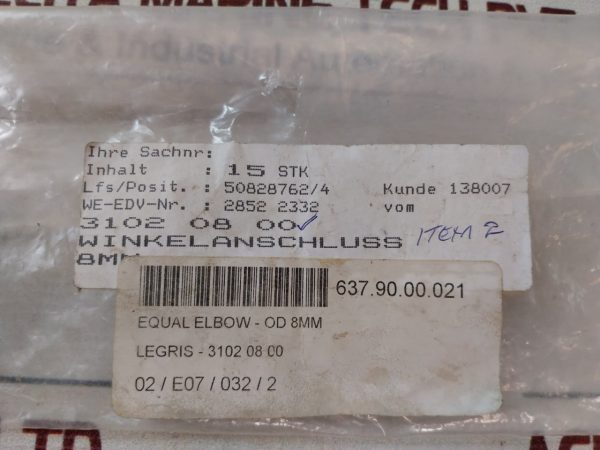 Legris 8-5/16 Push-in Elbow Fitting - Image 8