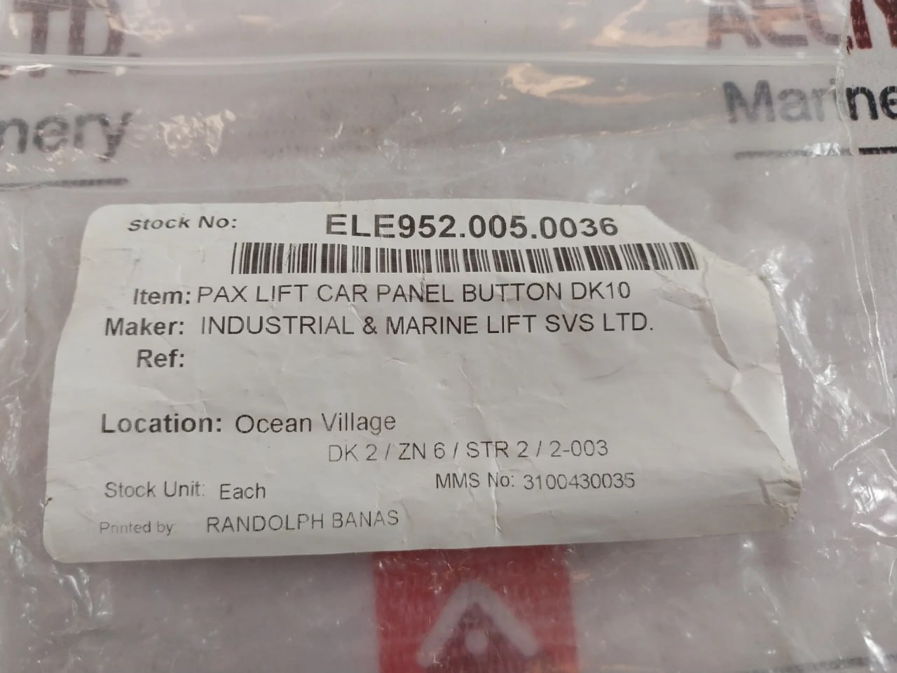 Dewhurst 10 Pax Lift Car Panel Button - Image 7