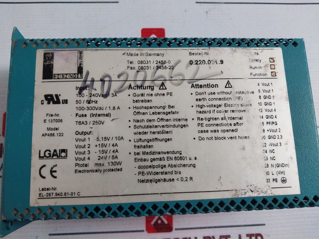 Heinzinger Ap486.122 Power Supply - Image 6
