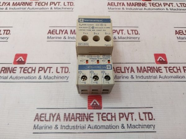 Telemecanique Gv1-g04 Terminal Block With Gv1-l3 Current Limiter