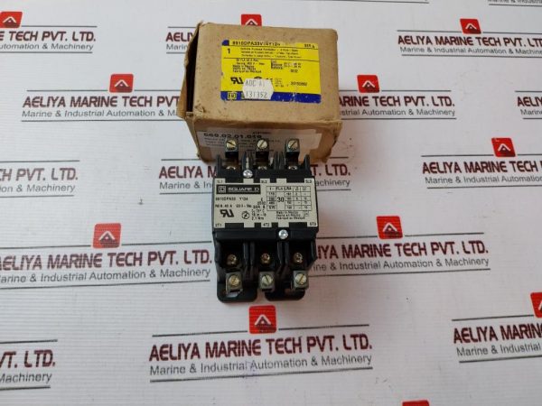 Square D Schneider Electric 8910dpa33v14y124 3 Pole Definite Purpose Contactor