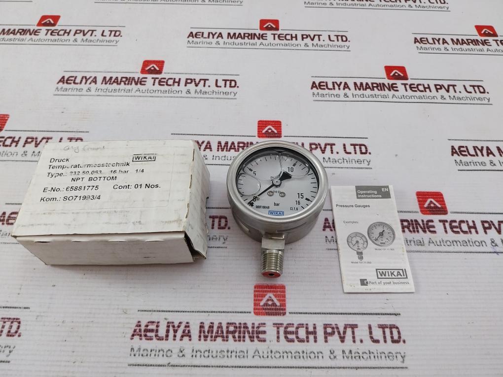 Wika Druck 316 Ss Pressure Gauge 0-16 Bar