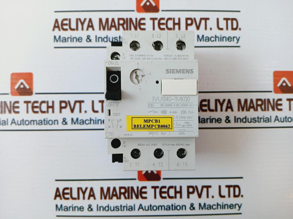 Siemens 3vu1340-1mk00 Motor Circuit Breaker 600v