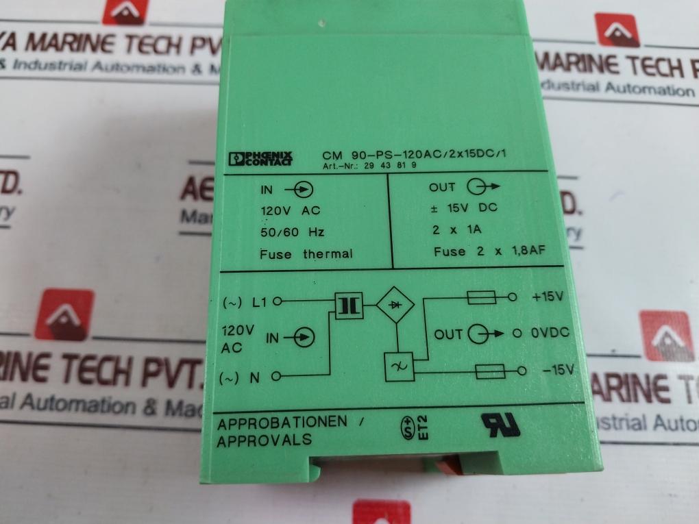 Phoenix Contact Cm 90-ps-120ac/2x15dc/1 Power Supply 120v - Image 4