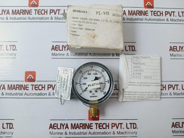 Marsh 0-300 Psi Pressure Gage