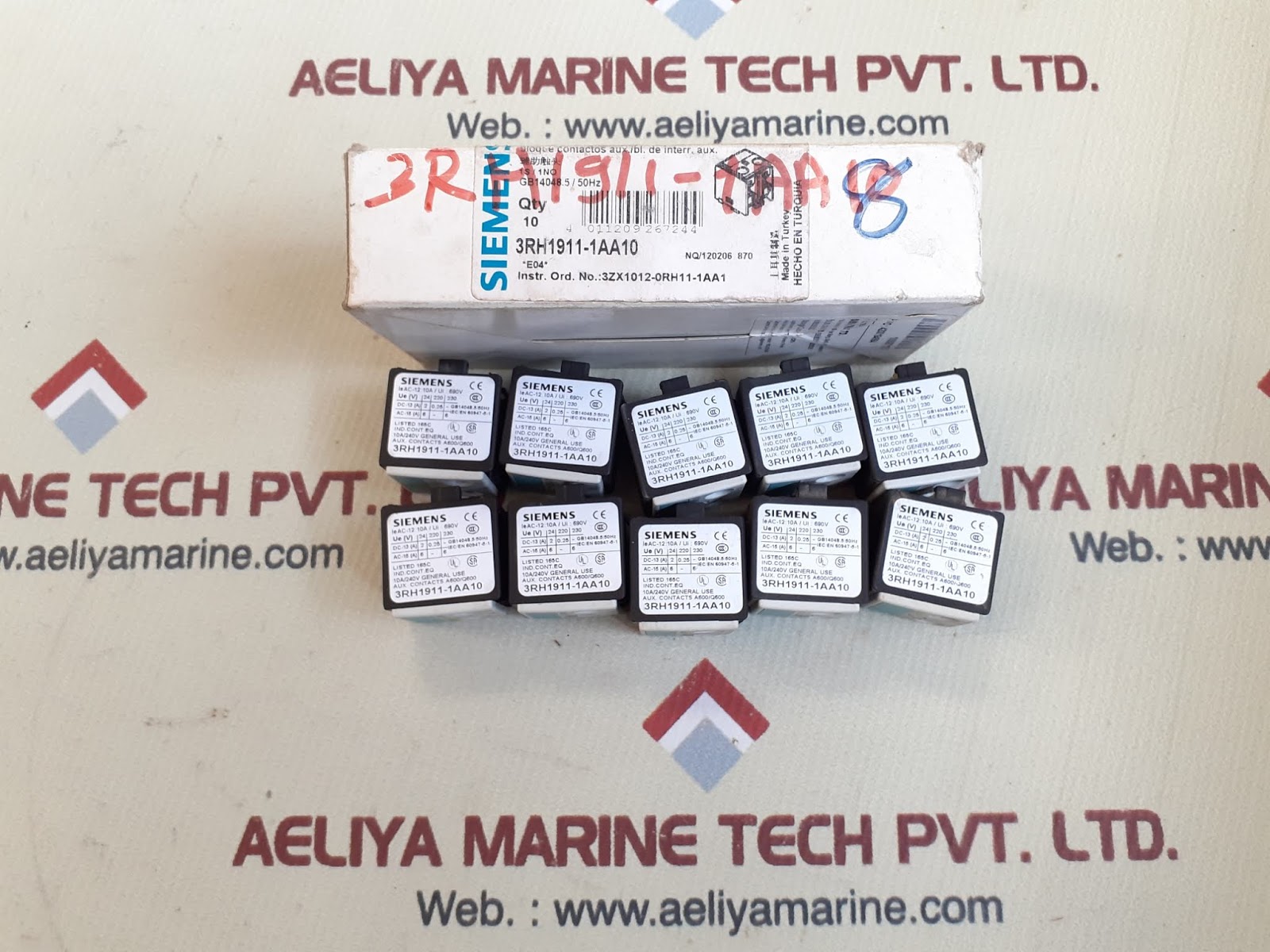 Set of 6x siemens 3rh1911-1aa10 contact block