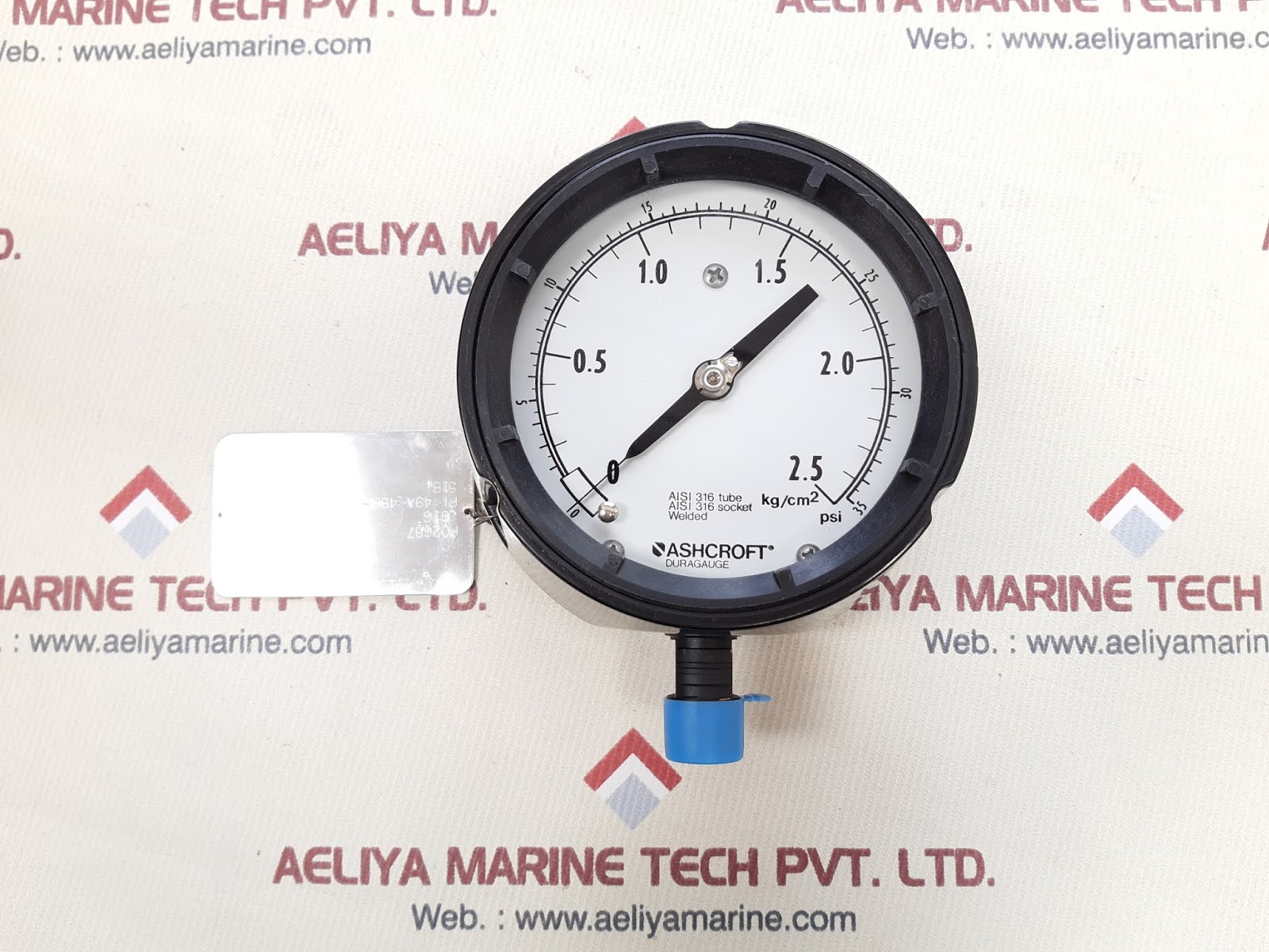 Ashcroft duragauge aisi 316 socket gauge 0-35 psi, 0-2.5 kg/cm2