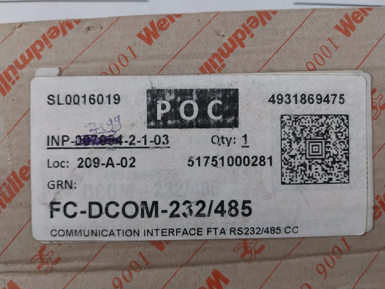 Honeywell Weidmuller Fc-Dcom-232/485 Interface Module - Image 5