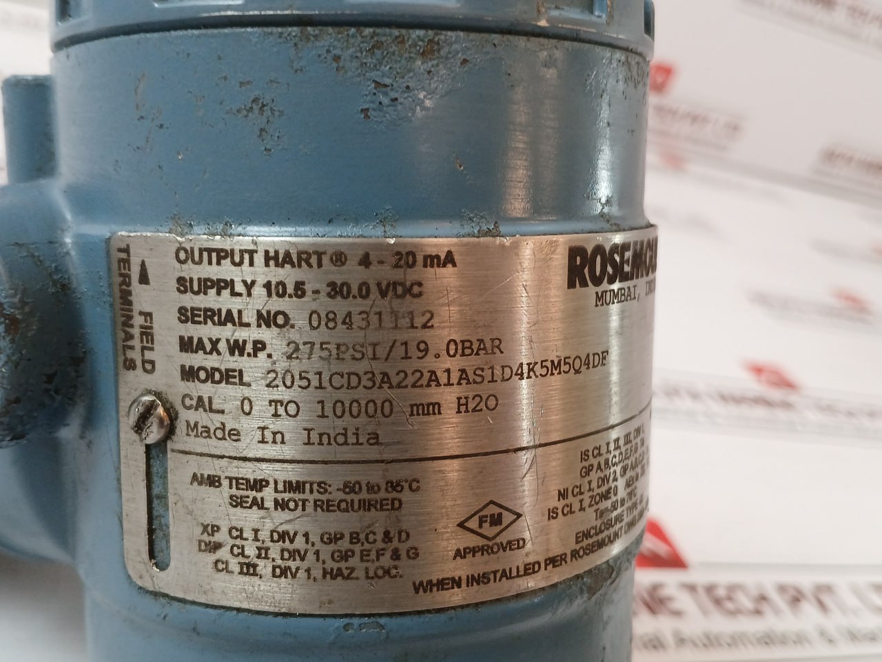 Rosemount Emerson 2051cd3a22a1as1d4k5m5q4df Pressure Transmitter 275 Psi - Image 6