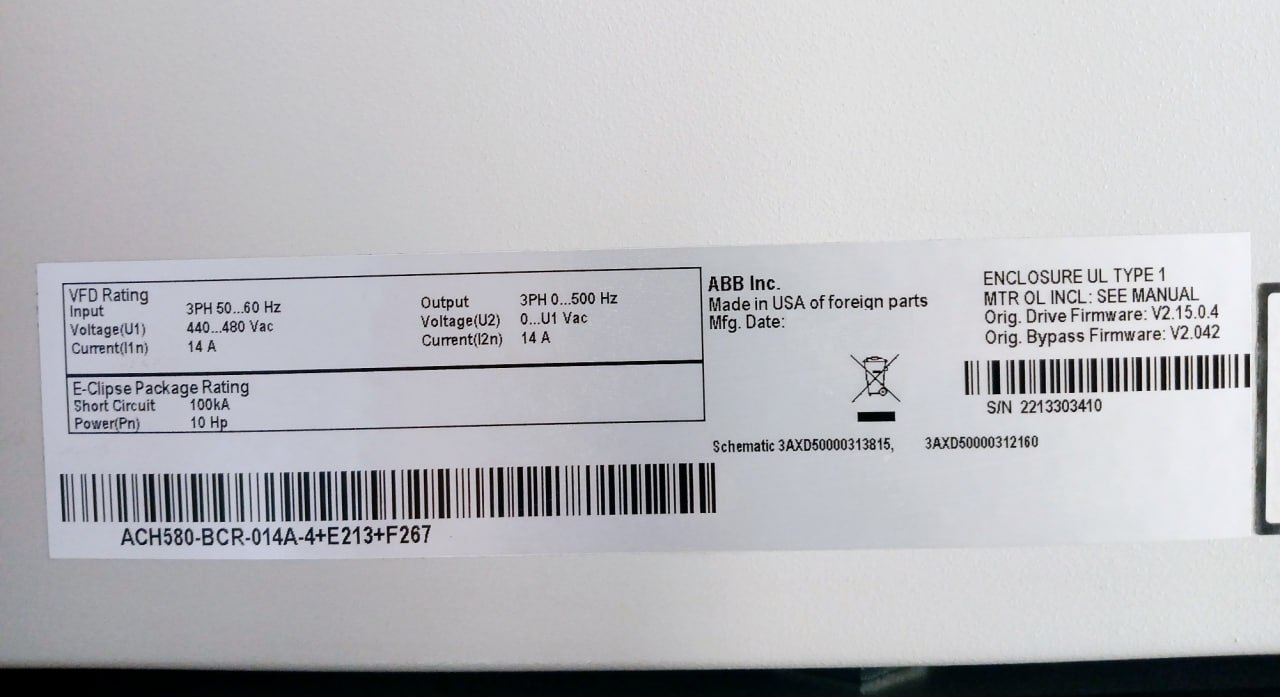 Abb Ach580-Bcr-014a-4+E213+F267 Hvac Drives Ac 480v - Image 5