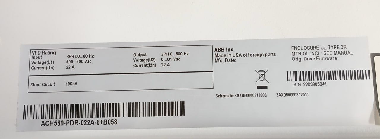 Abb Ach580-Pdr-022a-6+B058 General Purpose Drives 600v - Image 5