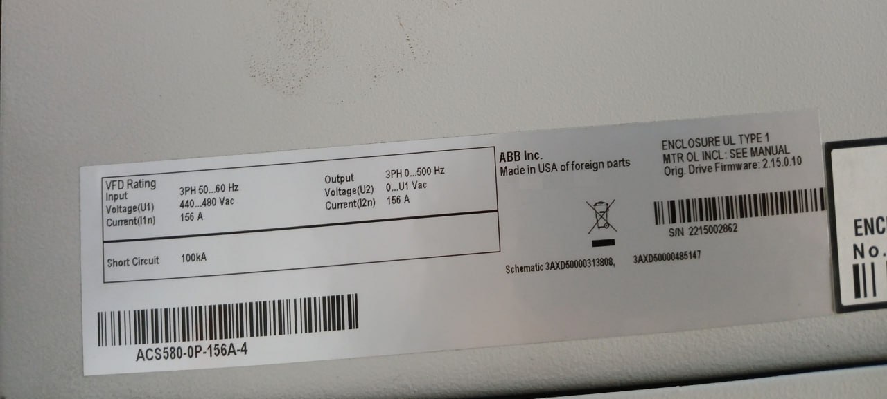 Abb Acs580-0p-156a-4 Drives For Hvac Enclosed Industrial Control Panel 480v - Image 5