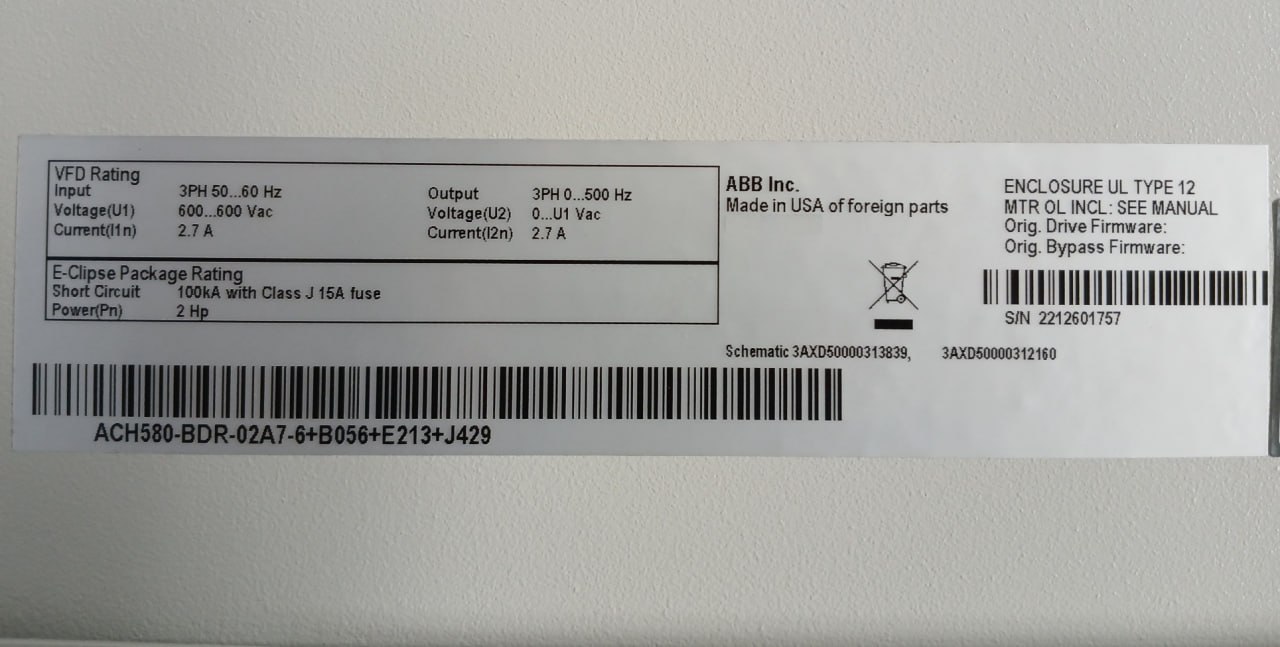 Abb Ach580-Bdr-02a7- Drives Hvac Enclosed Industrial Control Panel 600 V - Image 6