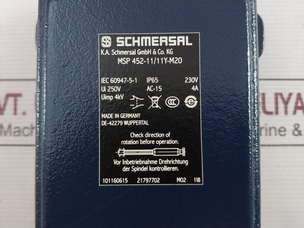 Schmersal Msp 452-11/11y-M20 Rotatinig Spindle Limit Switch - Image 7