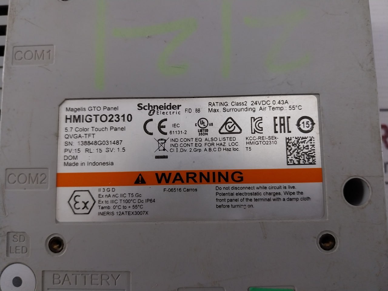 Schneider Electric Hmigto2310 Magelis Gto Touchscreen Panel 24v - Image 7