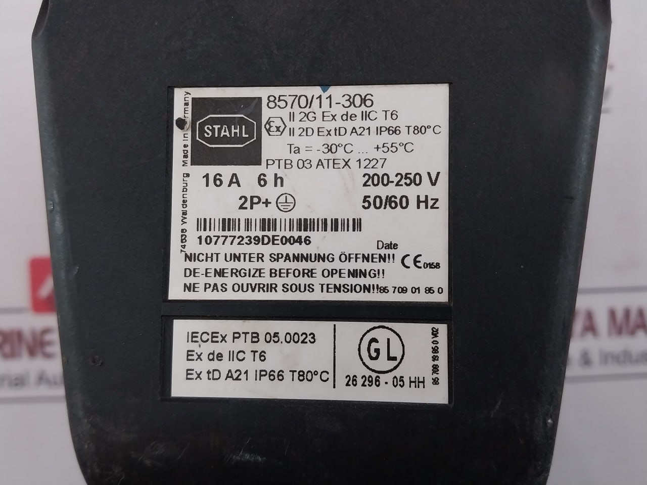 Stahl 8570/11-306 Ex Switch Socket 250v - Image 5