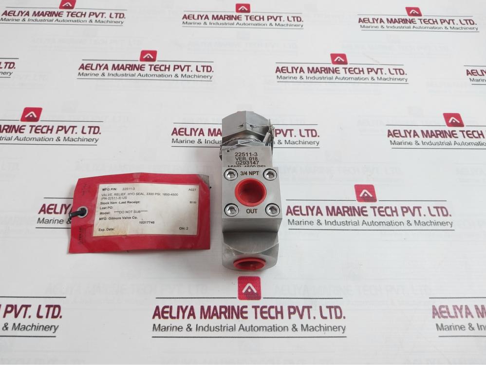 Gilmore 22511-3 Valve Relief Hyd Seal 1850-4500