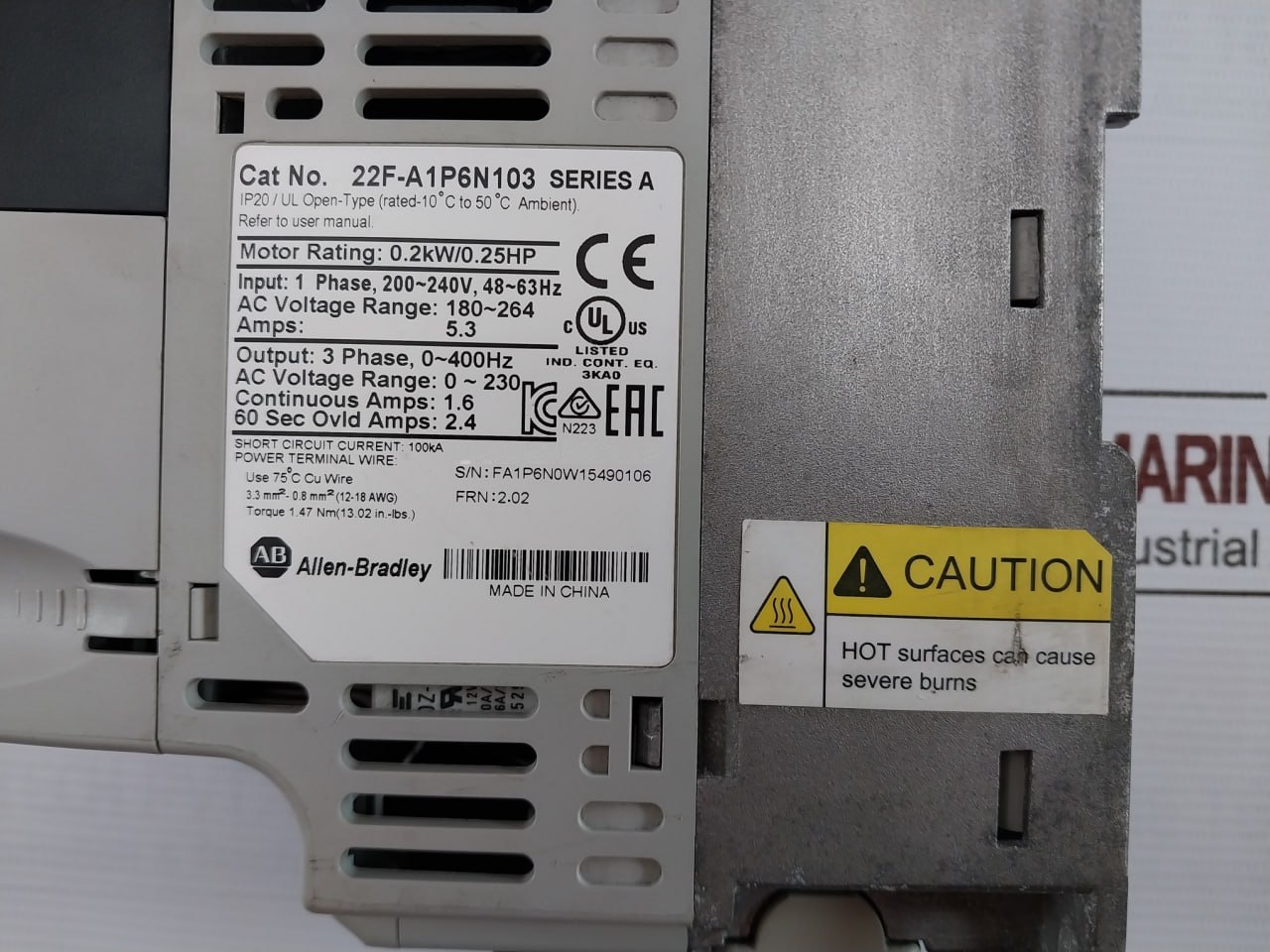 Allen-Bradley 22f-A1p6n103 Ac Drive 240v - Image 6