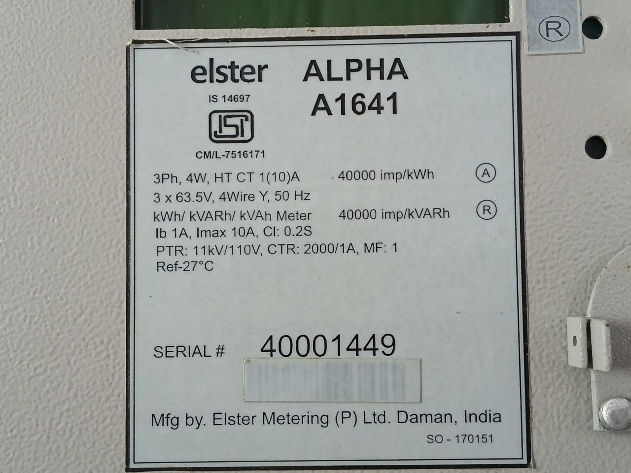 Elster Alpha A1641 3-Phase Digital Electric Meter 110v - Image 7