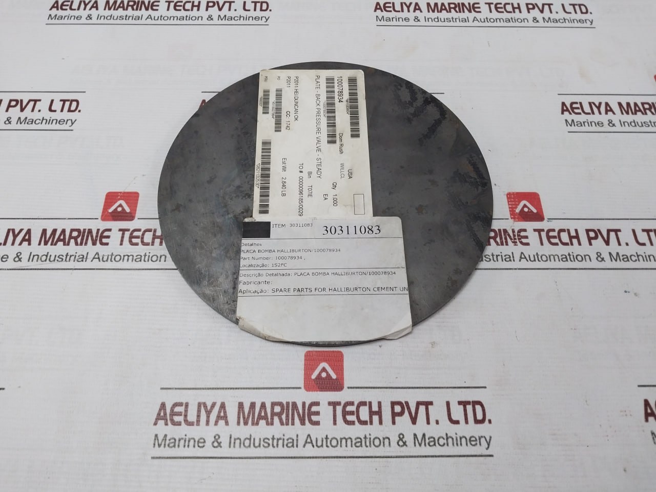 Halliburton 100078934 Pump Plate - Back Pressure Valve - Image 5