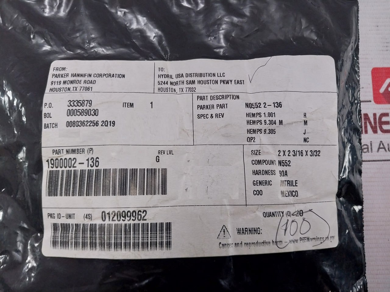 Hydril 1900002-136 Seal O-Ring 90 Duro - Image 7