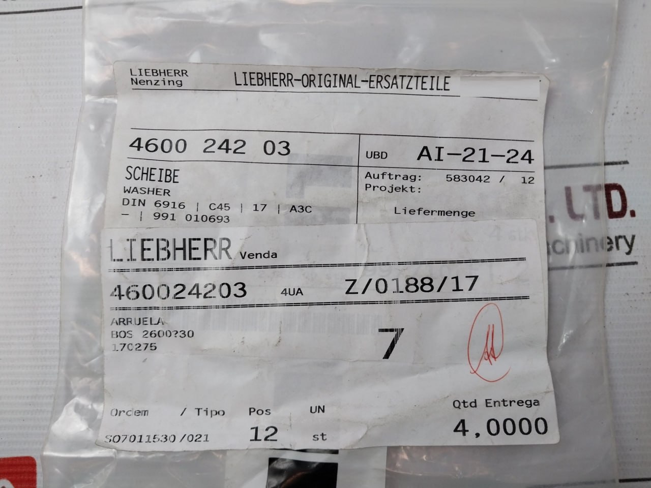Liebherr 411515014 Assorted Fastener & Fitting Lot - Image 26