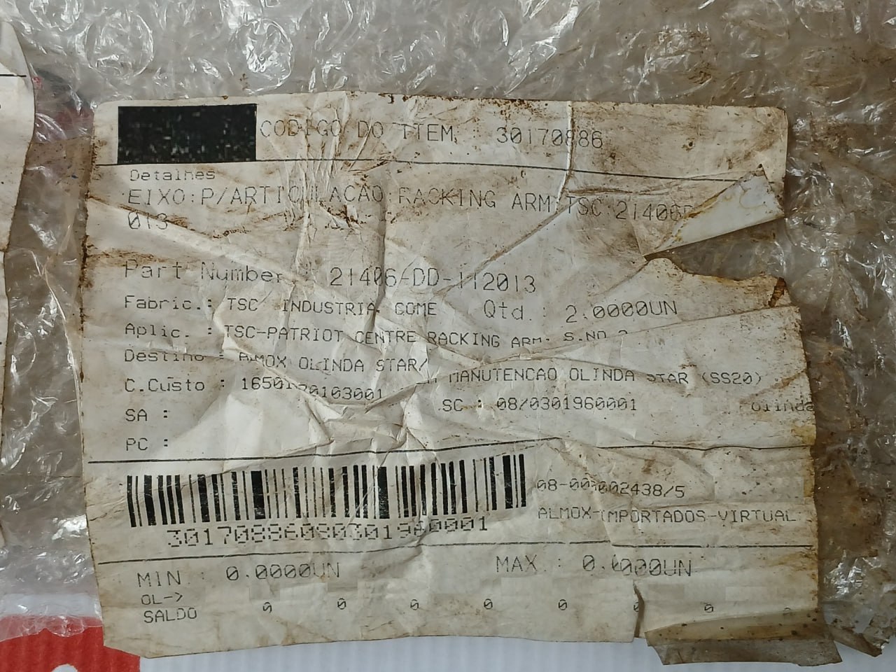 Tsc 21406-Dd3-112013 Griphead Link Pivot Shaft For Racking Arm - Image 5