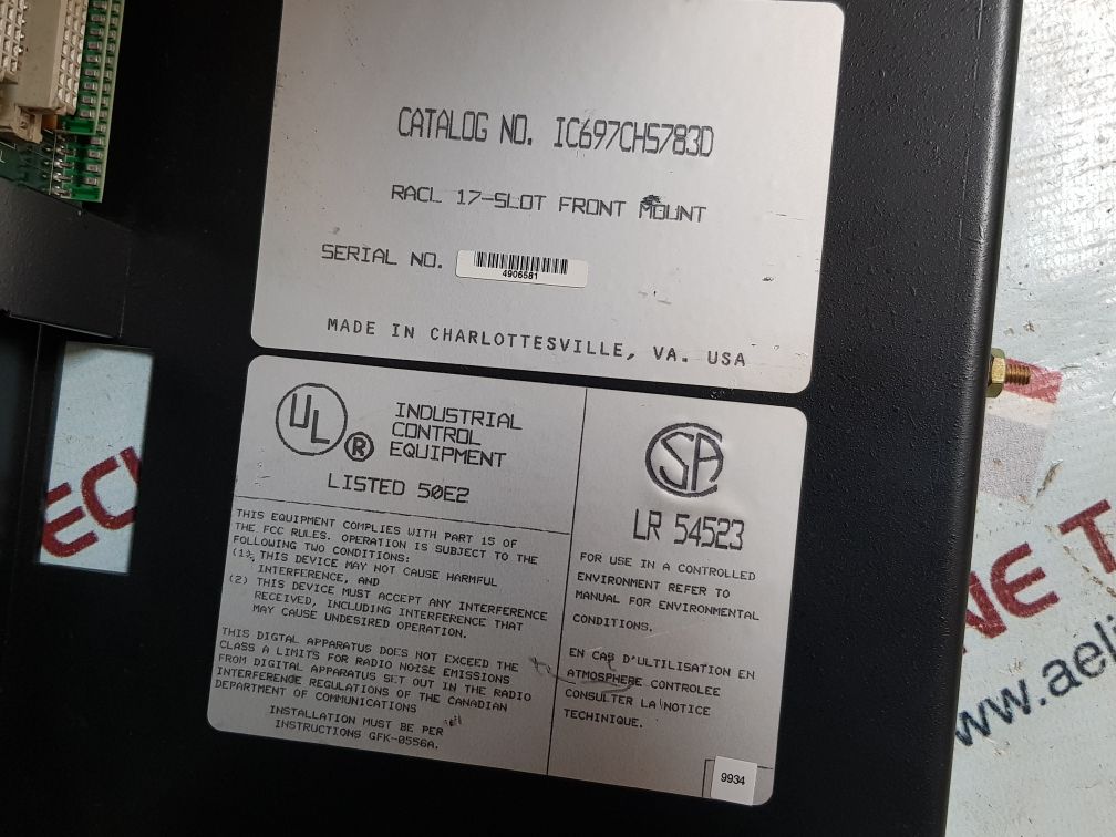 Ge fanuc Ic697chs783d racl 17-slot front mount - Image 3