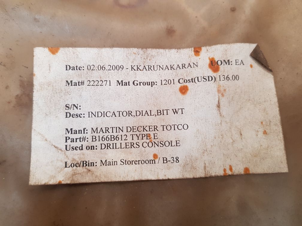 Md totco type e bit wt dial indicator b166b-612 - Image 5