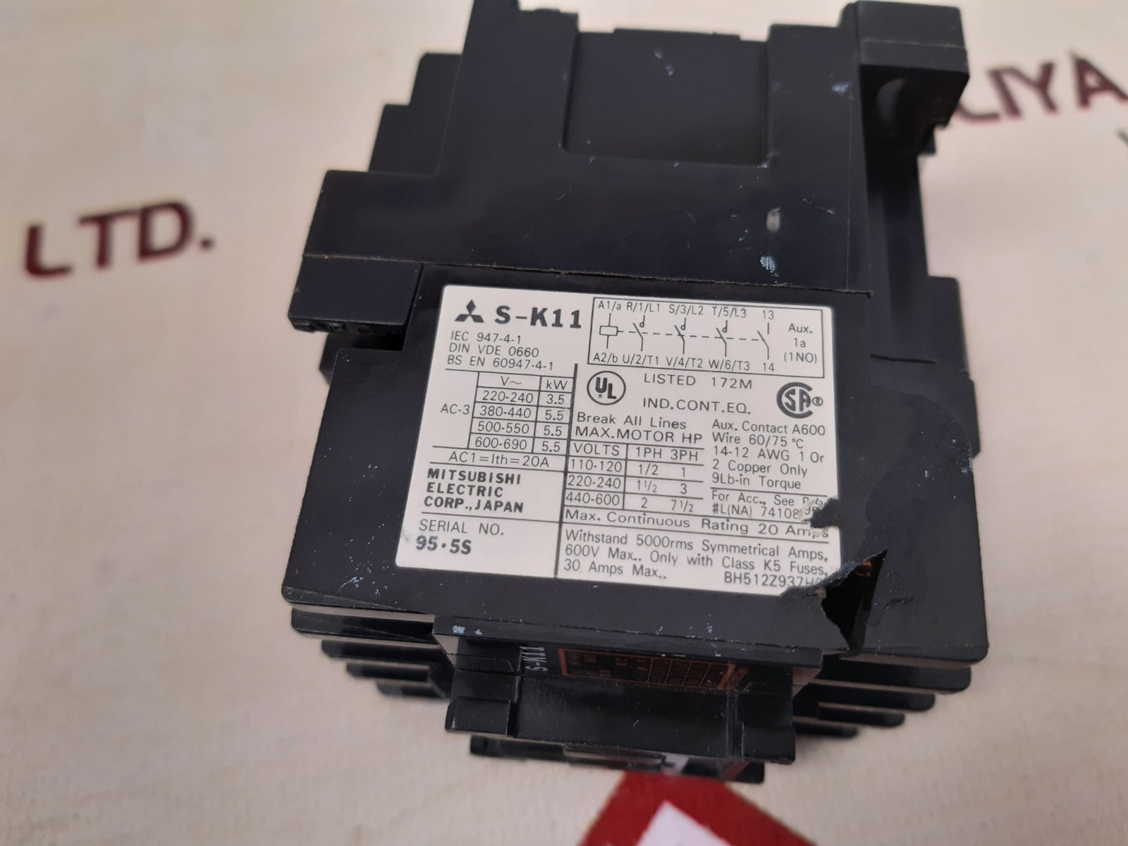 MITSUBISHI ELECTRIC S-K11 CONTACTOR BH512Z923H01 - Image 6