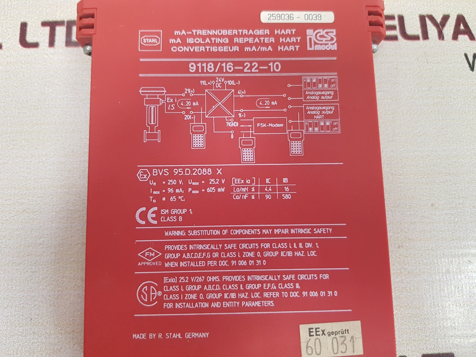 stahl 9118/16-22-10 ma isolating repeater hart - Image 6