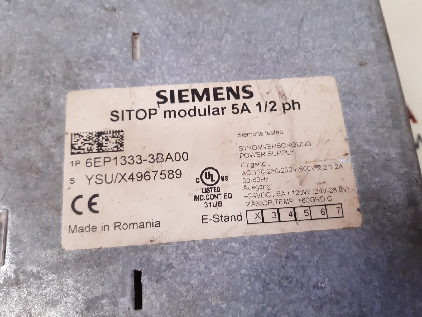 Siemens 6Ep1 333-3Ba00 Sitop Modular Power Supply 5A 1/2 Ph - Image 4