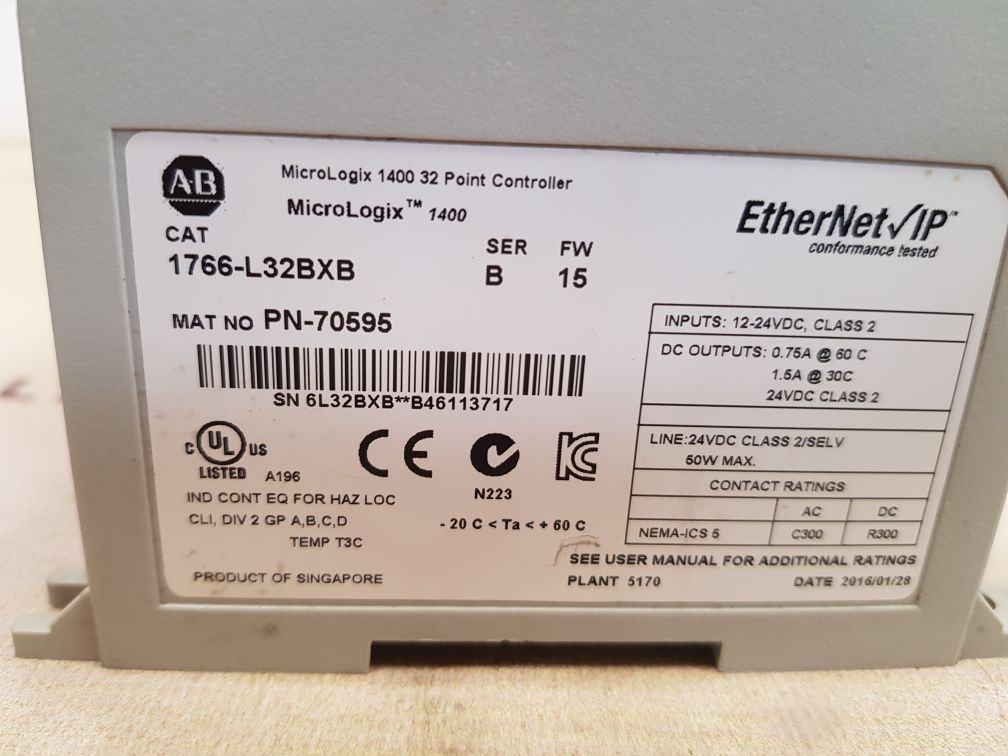 Allen-bradley 1766-l32bxb ser b micrologic 1400 controller fw: 15 - Image 7