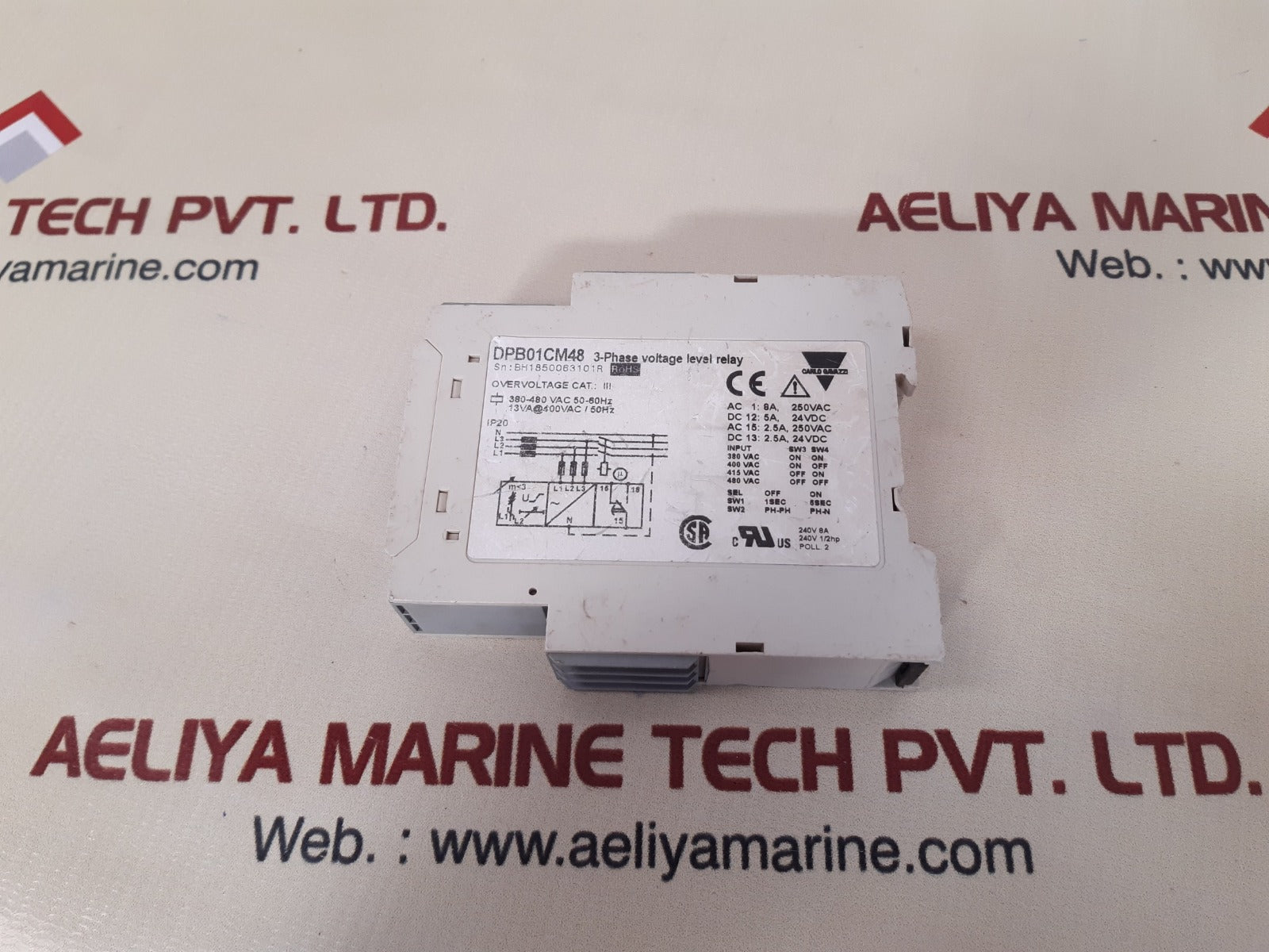 Carlo Gavazzi Dpb01Cm48 3-phase Voltage Level Relay 380-480 Vac 50/60Hz - Image 2