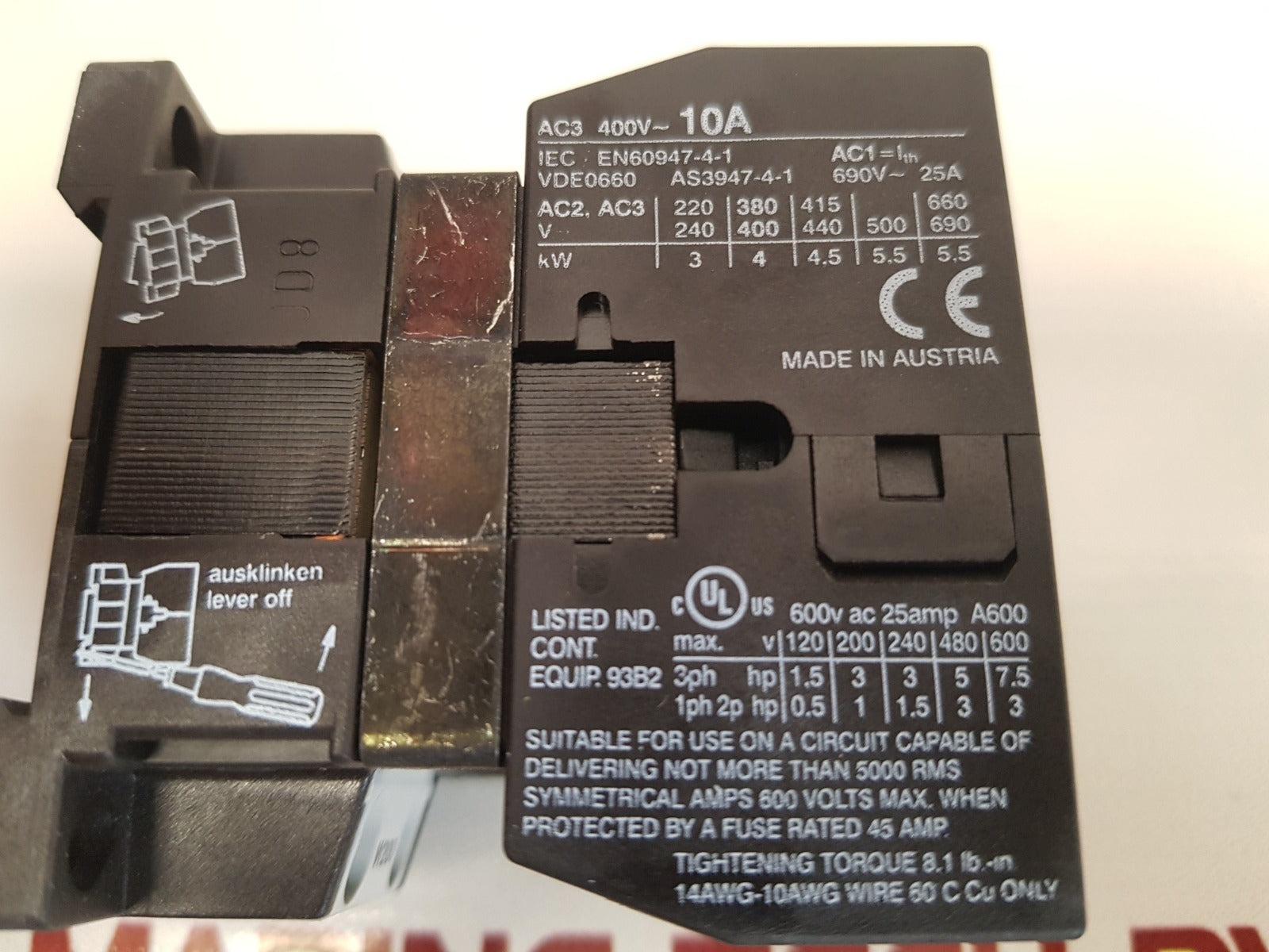 Benedikt & Jager K3-10A01 Magnetic Contactor Coil Voltage 690V Ac 25A - Image 8