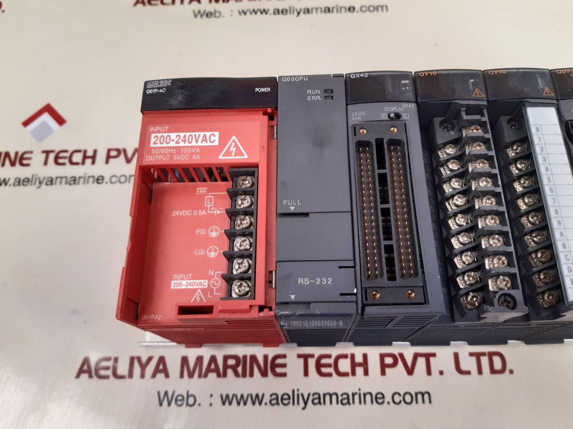 Mitsubishi melsec q61p-a2,q00cpu,qx42,qy10,qd75p4,qj71c24n-r2 module rack - Image 2