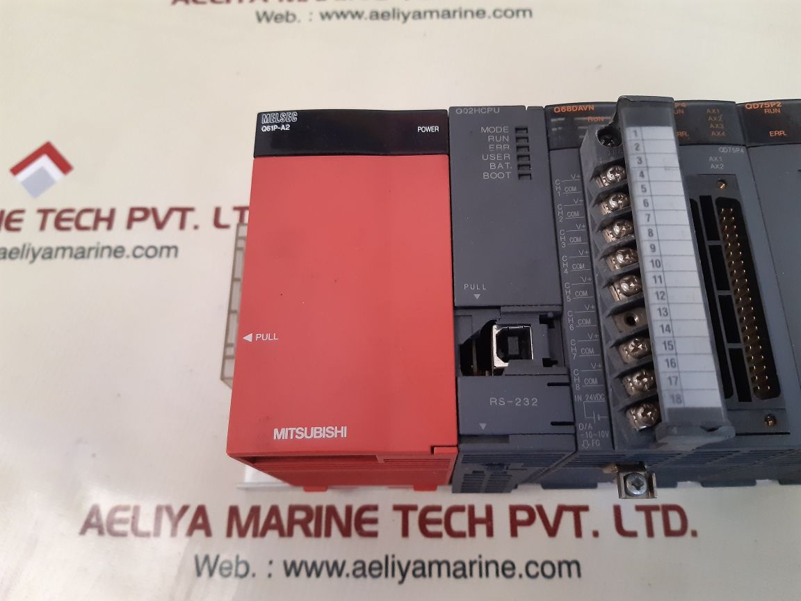 Mitsubishi melsec q61p-a2,q02hcpu,q68davn,qd75p4,qd75p2,qj61bt11n module rack - Image 3