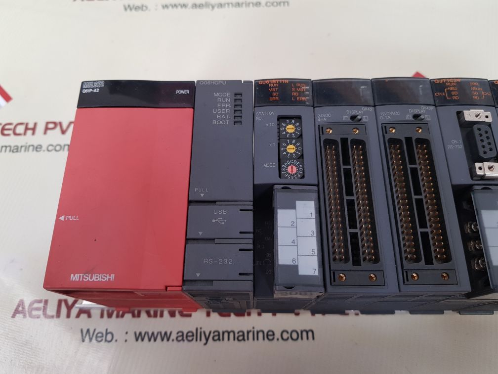 Mitsubishi Melsec Q61P-a2,Q06Hcpu,Qj61Bt11N,Qj71C24,Qj71Lp21-25 Module Rack - Image 3