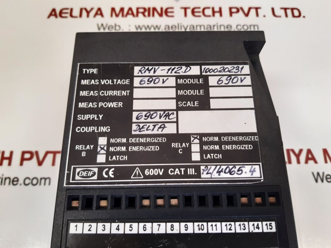 Deif Rmv-112D Protective Voltage Relay 690Vac - Image 6