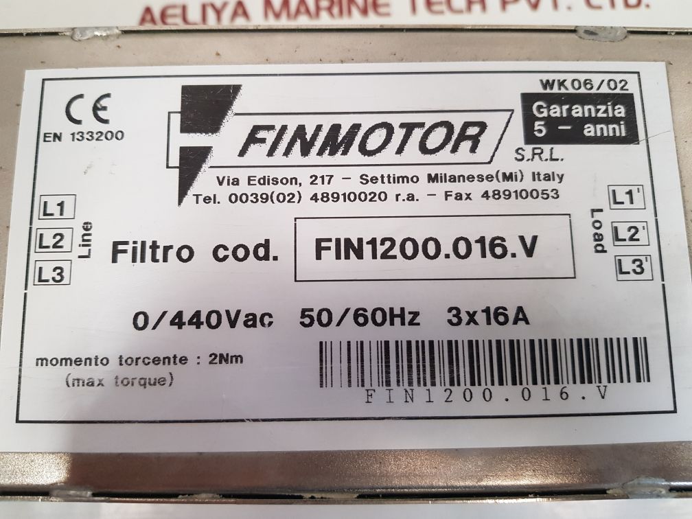 Finmotor fin1200.016.v line filter used - Image 5