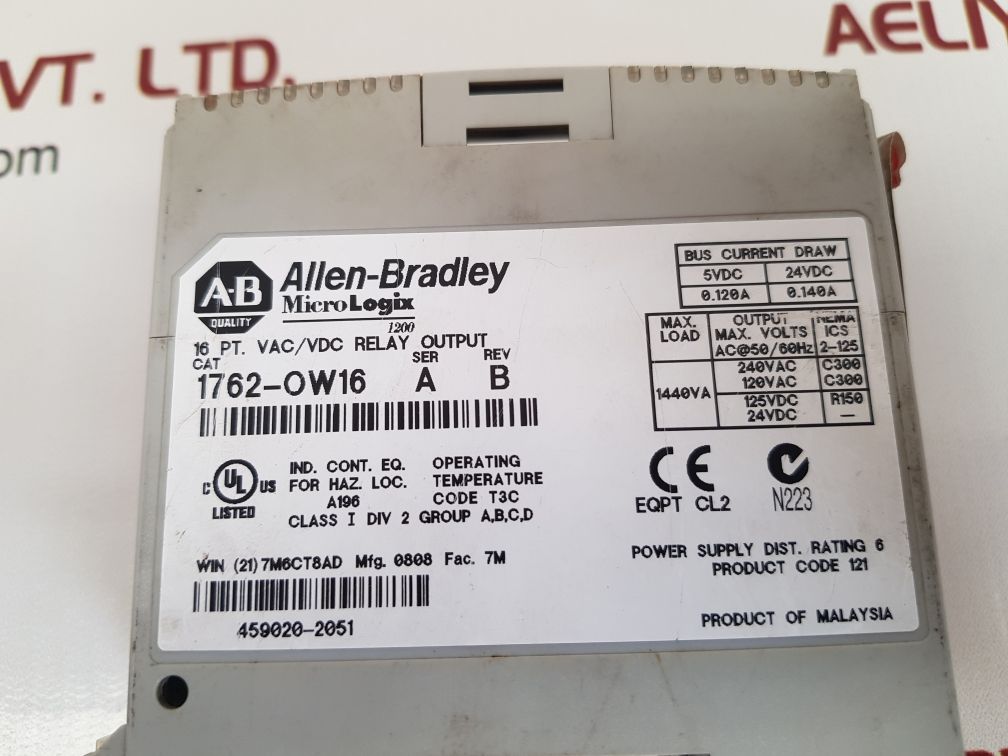 Allen-bradley Micrologix 1200 1762-ow16 16 Point Vac/Vdc Relay Output Module - Image 6