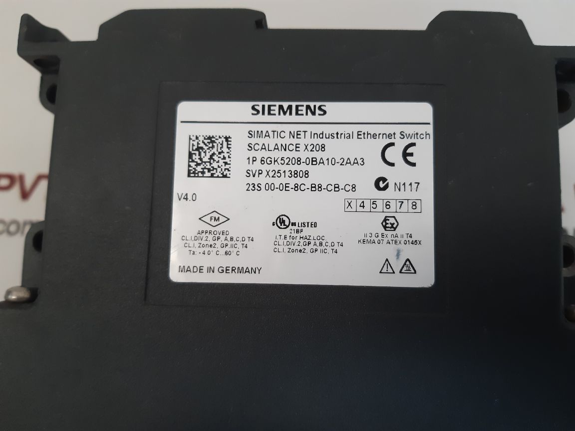 Siemens 6Gk5208-0Ba10-2Aa3 Scalance X208 Ethernet Switch - Image 3