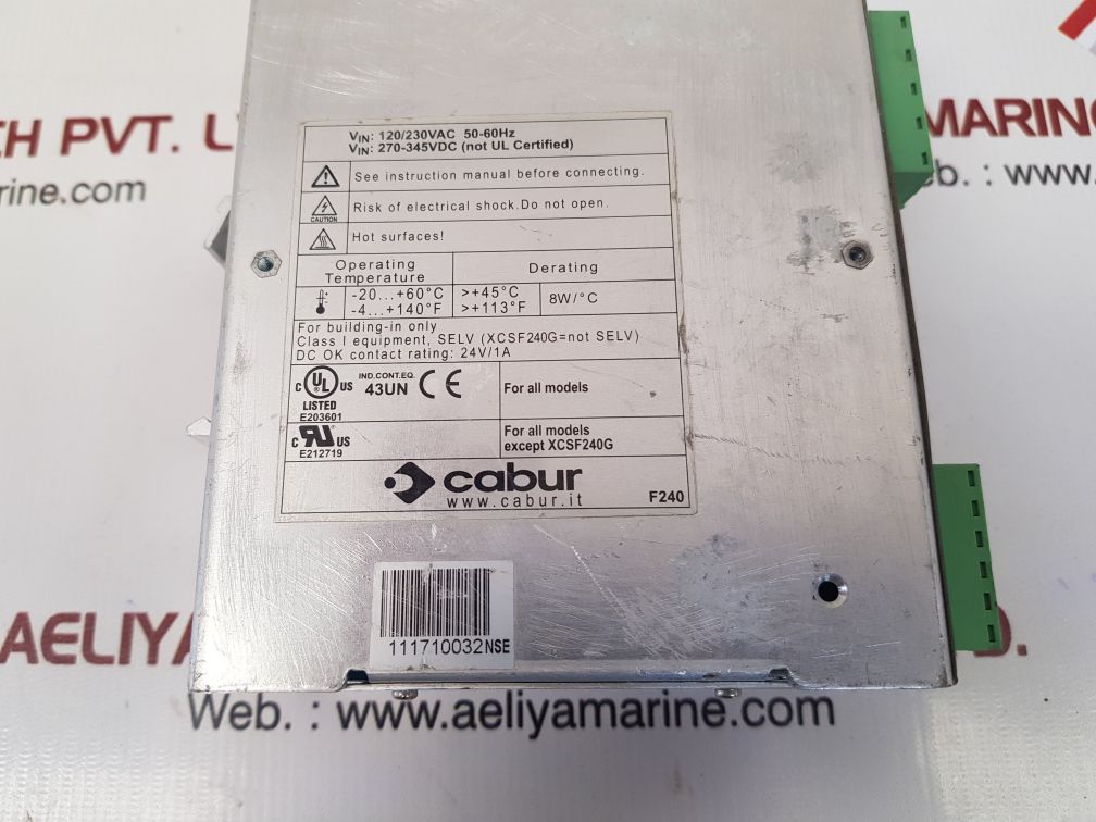 Cabur Xcsf240C Power Supply 120/230Vac 3.4-2.0A 50/60Hz - Image 4