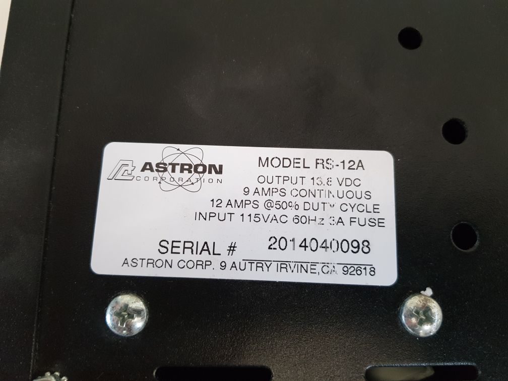 Astron Rs-12A Power Supply 3 Amp 115Vac 300 Watts 13.8 Vdc With Ac Cord - Image 9