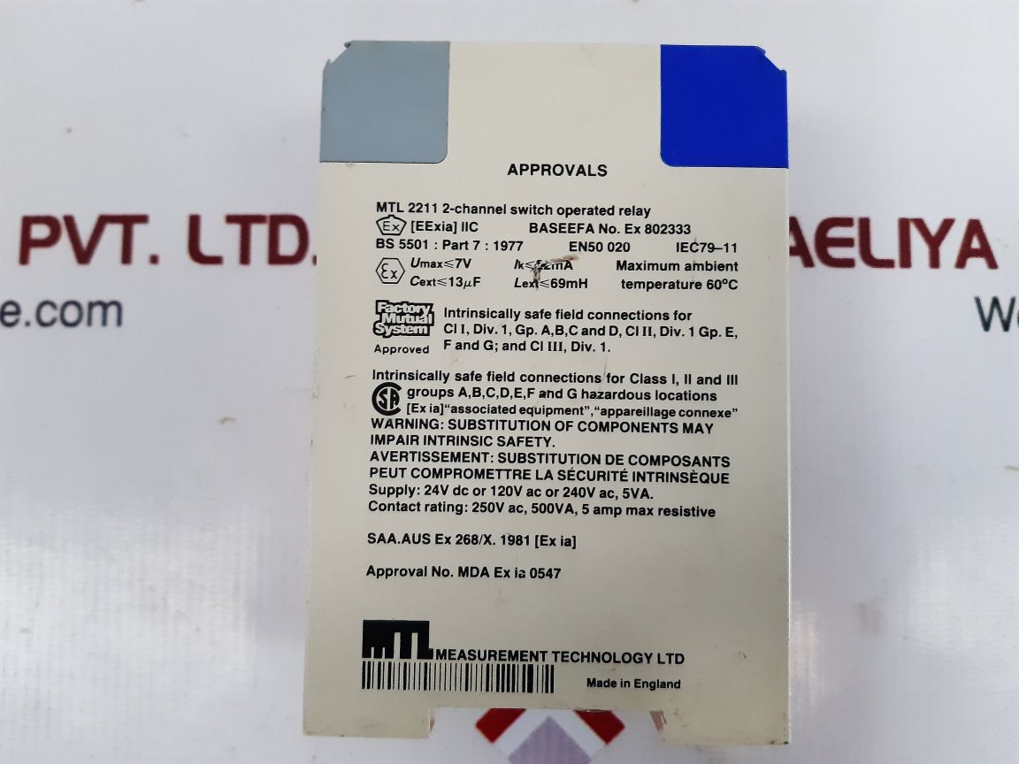 Measurement technology mtl 2211 2-channel is-input switch operated relay - Image 8