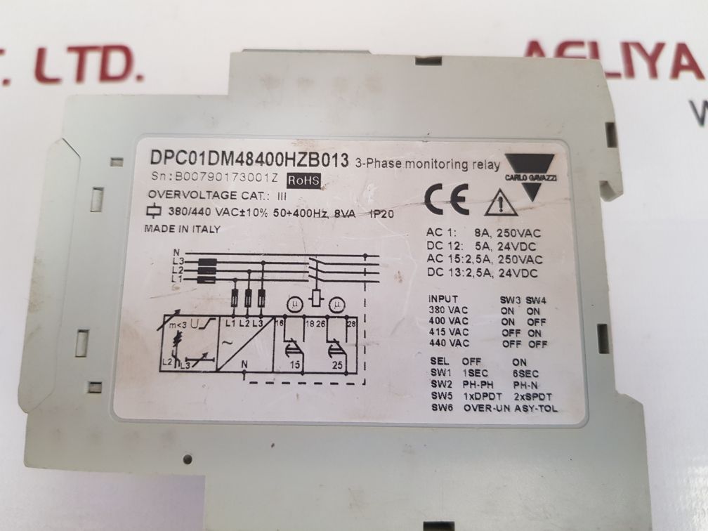 Carlo Gavazzi Dpc01Dm48400Hzb013 3-phase Monitoring Relay 380/440 Vac - Image 8