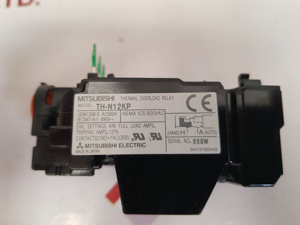 Mitsubishi Th-n12Kp Thermal Overload Relay 690V 1.7A 1Fa 029 - Image 8