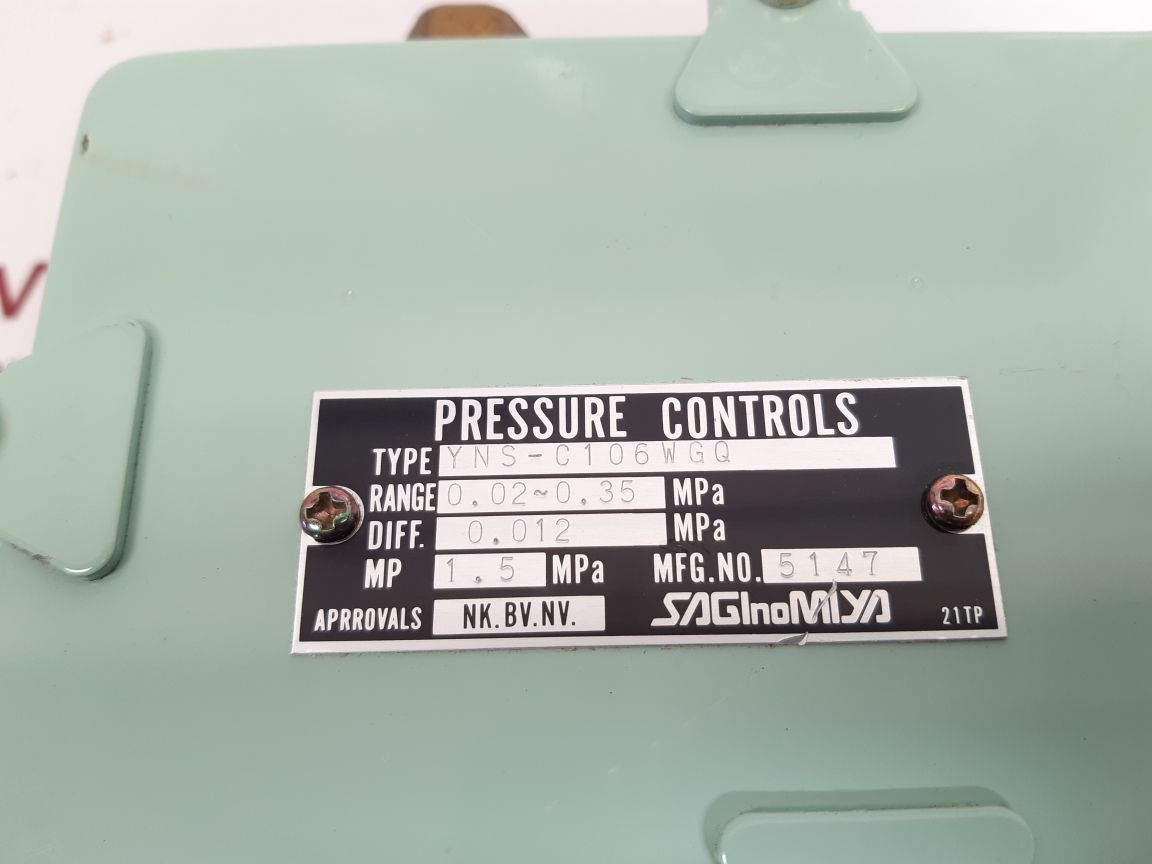 Saginomiya Yns-c106Wgq Pressure Control Switch 1.5 Mpa - Image 6